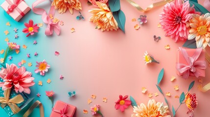 happy mother's day, woman's day, valentine's day, decoration with copy space,