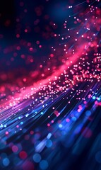 Fototapeta premium colorful abstract background with shiny neon purple and blue glitter and waves, technology and cyberspace background