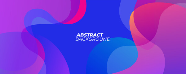 Futuristic abstract background with curved shapes and bright fluid colors. Color waves on blue background. Vibrant colored gradients for creative graphic design. Vector illustration.