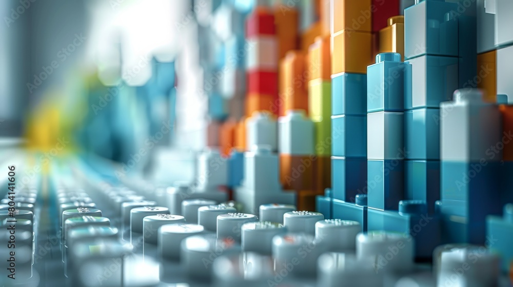 Poster Chart columns, bricks. Generative AI.