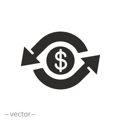 cash back rebate icon, return money, cashback flat web symbol on white background - vector illustration