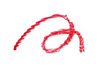 Red stroke line drawn with crayon pencil on transparent background. Hand drawn zigzag.