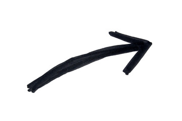 Arrow drawn with black marker on transparent background
