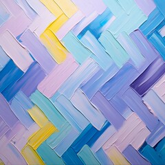 ヘリンボーンの床風のデザインの油絵・抽象背景バナー）紫・黄色・青・ピンク