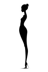 silhouette of a woman on white background