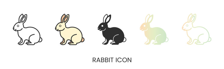 Vector rabbit icon, rabbit meat icon in solid, gradient and line styles. Trendy colors. Isolated on a white background. Editable stroke