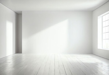 blank room interior copy space with wooden floor and window