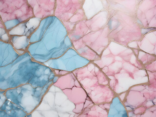 Blue and pink crackled marble background