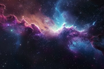 Surreal stock image of a nebula in deep space, with vibrant colors and swirling cosmic dust, showcasing the beauty of star formation