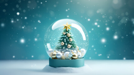 christmas tree in snow,christmas tree in a snow globe image,Magical Snowy Christmas: Sparkling Tree in a Winter Globe