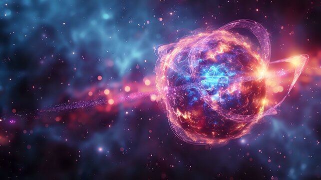 Neon-Like Orbital Pathways in Electric Blue and Magenta