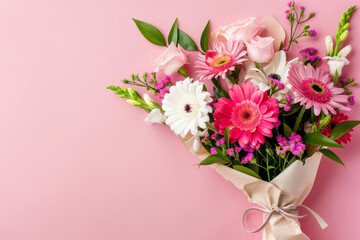 Beautiful bouquet of flowers. Holiday Background with flowers