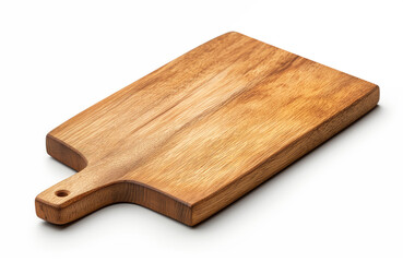 A wooden cutting board with a wooden handle