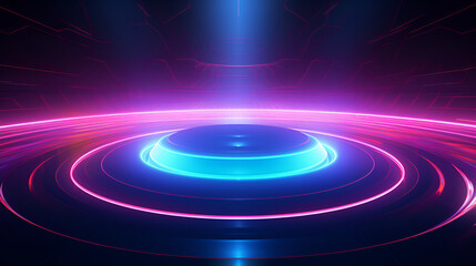 Neon pink and blue textured round circle background,background Generative AI