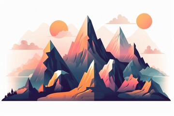 Mountain background. Minimal landscape art. Abstract art wallpaper for prints, Art Decoration, wall arts and canvas prints. 