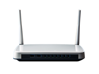 a white router with multiple ports