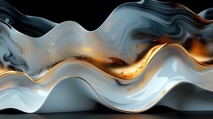 Opulent Elegance: Flowing Waves and Metallic Gold Swirls