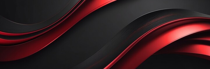 black red gradient luxury smooth shiny metal theme curves pattern abstract background from Generative AI
