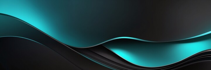 black teal gradient luxury smooth shiny metal theme curves pattern abstract background from Generative AI