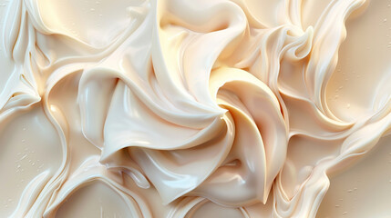 Delicate swirls of moisturizing cream melting into a luscious dessert-inspired background.