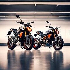  ktm 890 duke and aprilia motorcycles crafted with modern design aesthetics positioned prominently