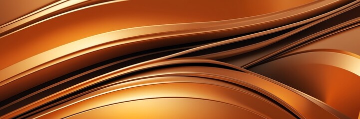 orange luxury smooth shiny metal theme curves pattern abstract background from Generative AI