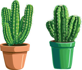 Cactus house plant in bright green flower pot