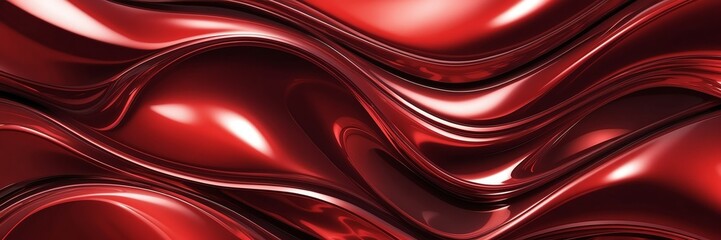 red luxury smooth shiny metal theme curves pattern abstract background from Generative AI