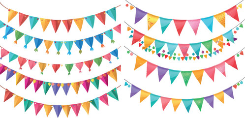 Colorful garlands with flags. Carnival design elements for congratulation