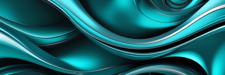 teal luxury smooth shiny metal theme curves pattern abstract background from Generative AI