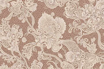 A floral patterned lace design with flowers and leaves