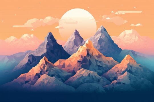 Beautiful sunrise over the mountain range at the west. 