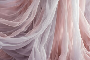A long, flowing piece of white fabric with pink and white stripes