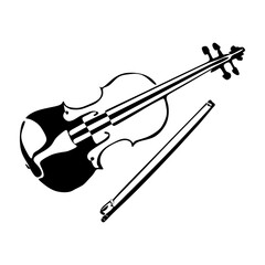 Obraz premium Violin.cdrViolin icon black and white silhouette. Music instrument silhouette. Vector illustration.