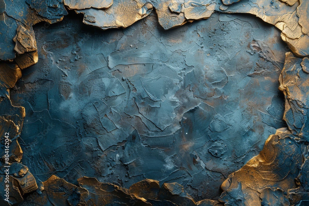 Aufkleber a textured blue surface with golden details that highlight the edges and add a sense of depth
