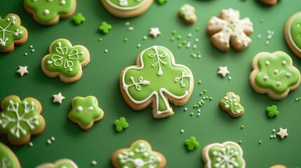 Composition with tasty cookies for St. Patrick's Day  - Powered by Adobe