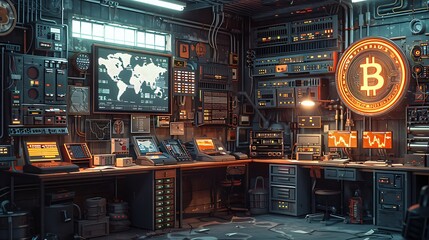 Visualize a digital classroom presentation that educates about the history of Bitcoin.