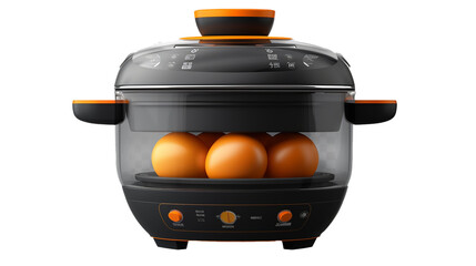A smart egg cooker with cooking modes on a transparent background. PNG format, This PNG file, with...