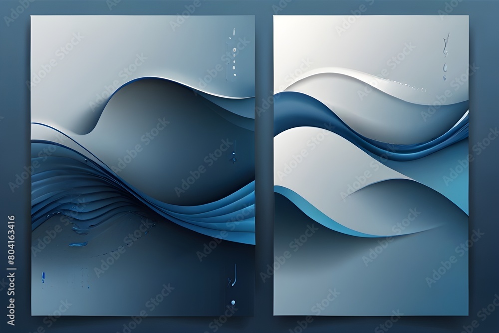 Aufkleber blue background with dynamic wave. vector long banner for social media post, presentation generative
