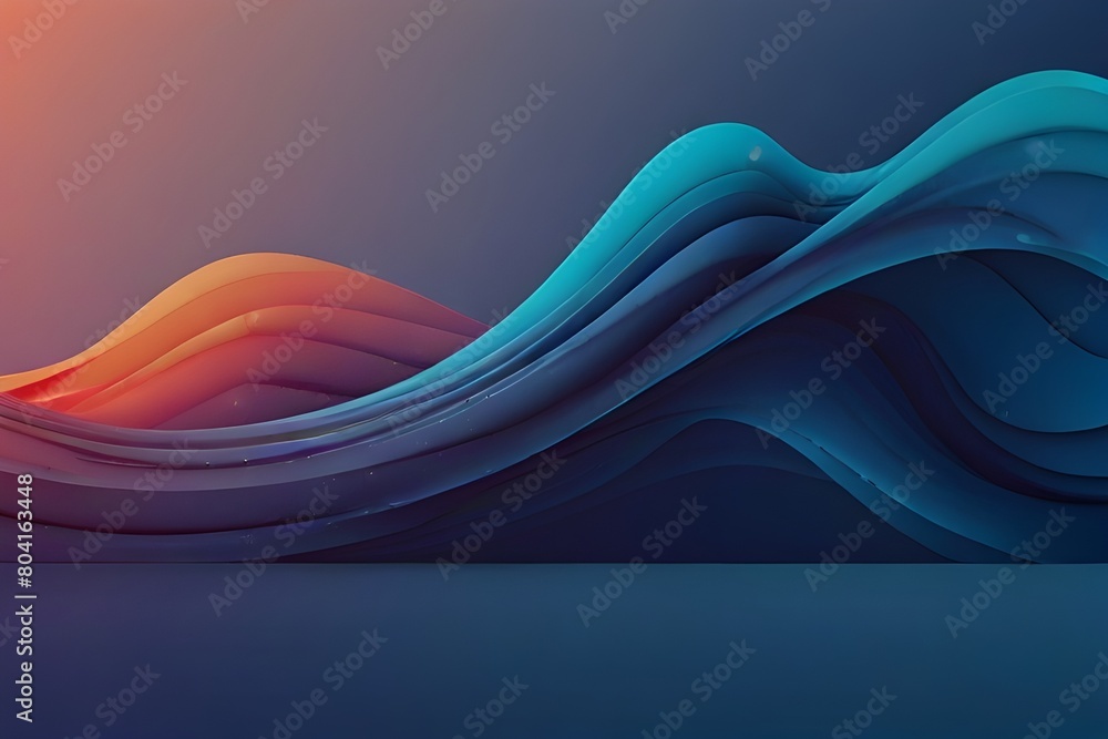 Poster blue background with dynamic wave. vector long banner for social media post, presentation generative