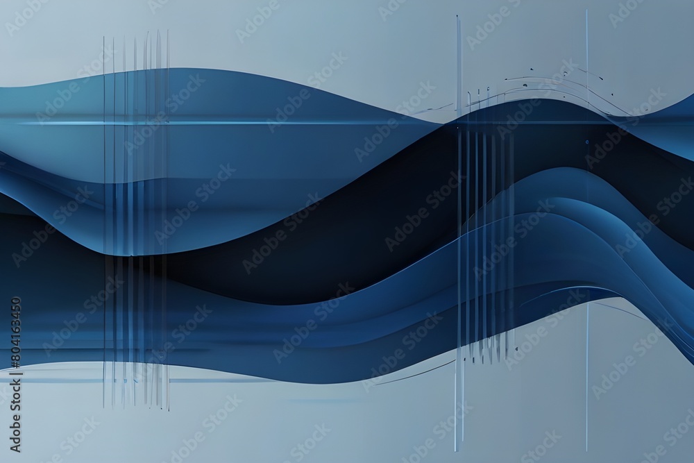Poster blue background with dynamic wave. vector long banner for social media post, presentation generative