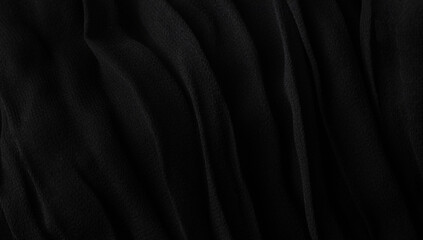 Black pleated fabric texture, plisse fabric cloth background