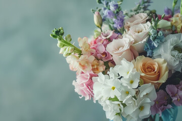 Beautiful bouquet of flowers. Holiday Background with flowers