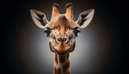 a giraffe in a portrait style