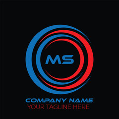 MS letter logo creative design. MS unique design. MS letter logo design on black background.