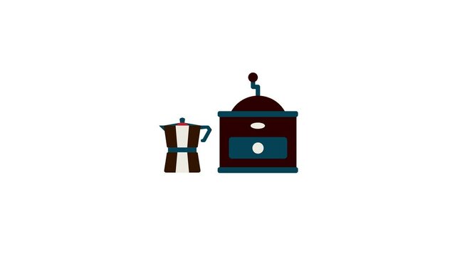 coffee grinder and  Moka pot animation icon
