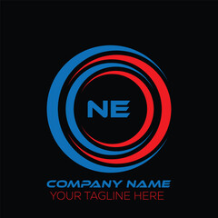 NE letter logo creative design. NE unique design. NE letter logo design on black background.