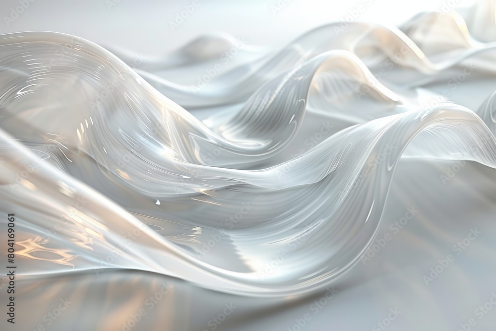 Aufkleber a digital representation of flowing white fabric with highlights and reflections creating a luxuriou