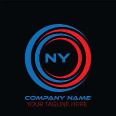 NY letter logo creative design. NY unique design. NY letter logo design on black background.