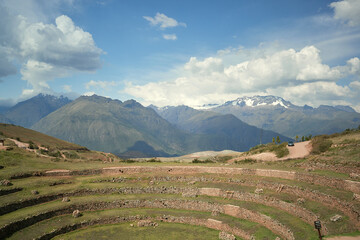 Moray stepped circular terraces at ancient archaeological site Peru